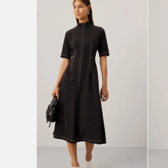 Rosetta Getty Dresses & Skirts - Rosetta Getty Collective Mock-Neck Midi Dress Black Size 14 **READ FLAW**
